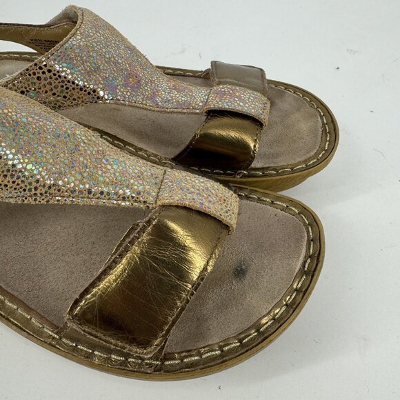 Alegria Sandals Women’s 9 gold  leather slip on slide comfort beach kendra - Picture 3 of 7